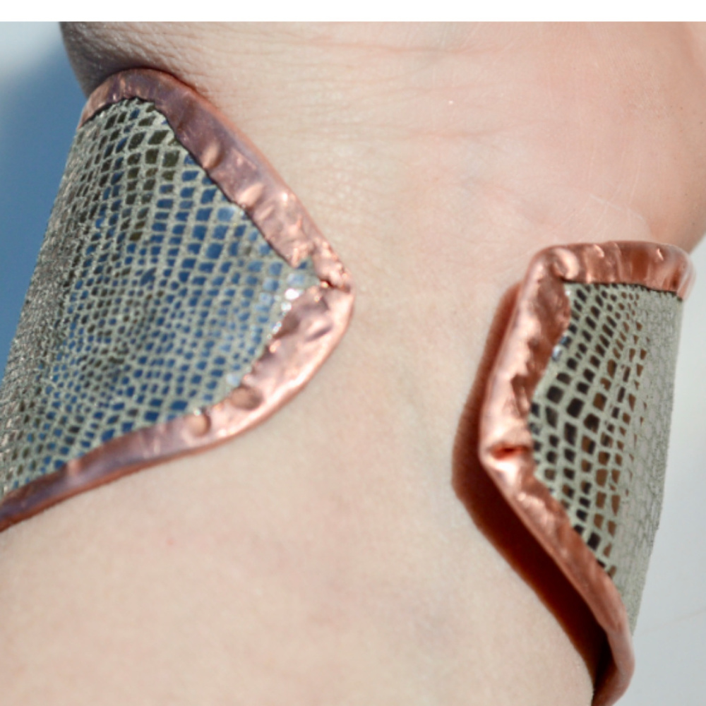 Silver Snake Skin Print Wide Copper Cuff Bracelet ONLY ENOUGH FOR ONE LEFT!!! - Picture 6 of 7